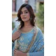 Sky Blue Star Georgette Zari Work Party Wear Gown With Dupatta - 11730202800