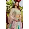 Organza Sequence Embroidery Work Designer Plus Size Lehenga Choli in Pista Green -1519245344537