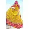 Silk Embroidery Stone Work Wedding Wear Plus Size Lehenga Choli in Yellow -1550066146614