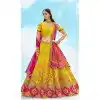 Silk Embroidery Stone Work Wedding Wear Plus Size Lehenga Choli in Yellow -1550066146614