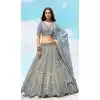 Grey Color Silk Embroidery Stone Work Wedding Wear Plus Size Lehenga Choli -1550066146618