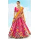 Adorable Pink Color Silk Embroidery Stone Work Wedding Wear Lehenga Choli -1550066146624