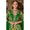 Green Silk Printed Designer Wear Plus Size Gown With Dupatta - 11738202833