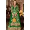 Green Silk Printed Designer Wear Plus Size Gown With Dupatta - 11738202833