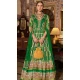 Green Silk Printed Designer Wear Gown With Dupatta - 11738202833