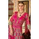 Rani Pink Silk Printed Designer Wear Gown With Dupatta - 11738202834