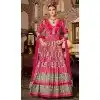Rani Pink Silk Printed Designer Wear Plus Size Gown With Dupatta - 11738202834