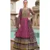 Silk Printed Designer Wear Plus Size Gown With Dupatta In Muti Color - 11738202836