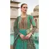 Sea Green Silk Printed Designer Wear Plus Size Gown With Dupatta - 11738202837