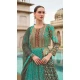 Sea Green Silk Printed Designer Wear Gown With Dupatta - 11738202837