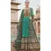 Sea Green Silk Printed Designer Wear Plus Size Gown With Dupatta - 11738202837