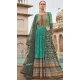 Sea Green Silk Printed Designer Wear Gown With Dupatta - 11738202837