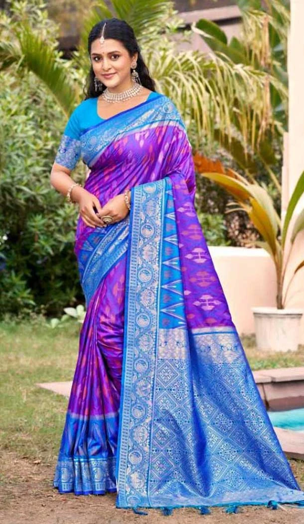 Violet Silk Weaving Work Traditional Wear Saree - 11741202860