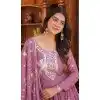 Lavender Star Georgette Embroidered Party Wear Plus Size Gown With Dupatta - 11750202924
