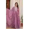 Lavender Star Georgette Embroidered Party Wear Plus Size Gown With Dupatta - 11750202924