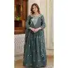 Dark Rama Green Star Georgette Embroidered Party Wear Plus Size Gown With Dupatta - 11750202925