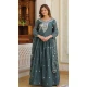 Dark Rama Green Star Georgette Embroidered Party Wear Gown With Dupatta - 11750202925