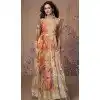 Beige Georgette Floral Print Work Party Wear Plus Size Anarkali Suit - 11701202613
