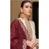 Georgette Embroidery Work Party Wear Plus Size Palazzo Salwar Suit In Cream - 11702202617