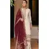 Georgette Embroidery Work Party Wear Plus Size Palazzo Salwar Suit In Cream - 11702202617