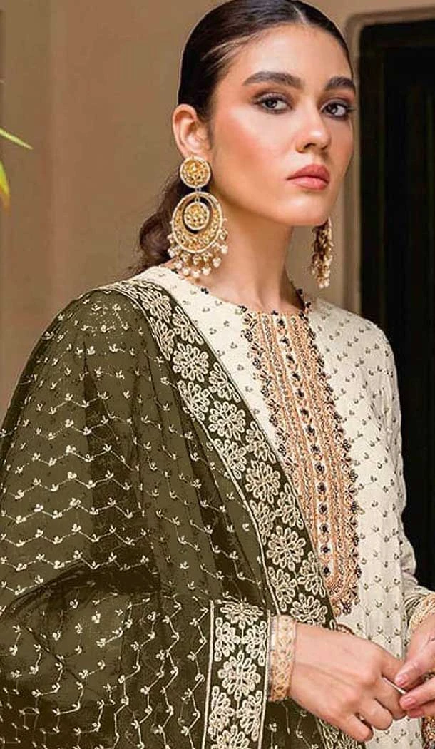 Cream Fox Georgette Embroidery Work Party Wear Palazzo Salwar Suit - 11702202619