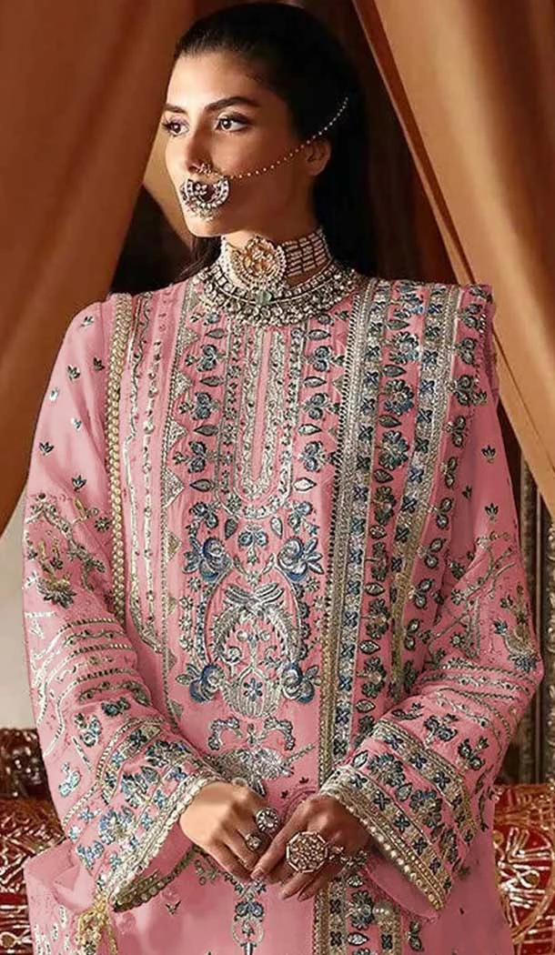 Georgette Embroidered Pakistani Salwar Kameez In Pink - 11708202638