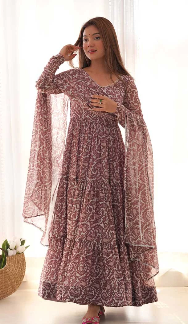 Multi Color Georgette Digital Print Work Pakistani Anarkali Suit - 11718202699