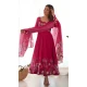 Rani Pink Organza Silk Digital Print Work Pakistani Anarkali Suit - 11718202700