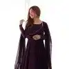 Wine Georgette Plain Pakistani Plus Size Anarkali Suit - 11718202701