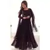Wine Georgette Plain Pakistani Plus Size Anarkali Suit - 11718202701