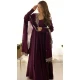 Wine Roman Silk Chanderi Plain Pakistani Anarkali Suit - 11718202702
