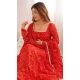 Red Chiffon Bandhej Digital Print Work Pakistani Anarkali Suit - 11718202703