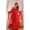 Red Chiffon Bandhej Digital Print Work Pakistani Plus Size Anarkali Suit - 11718202703