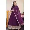 Wine Georgette Embroidery Work Party Wear Plus Size Anarkali Suit - 11729202784