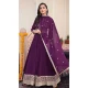 Wine Georgette Embroidery Work Party Wear Anarkali Suit - 11729202784