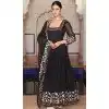 Black Georgette Lace Work Party Wear Plus Size Anarkali Suit - 11729202786