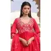 Red Rangoli Silk Embroidery Work Party Wear Plus Size Anarkali Suit - 11729202787