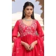 Red Rangoli Silk Embroidery Work Party Wear Anarkali Suit - 11729202787