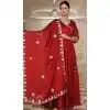 Rangoli Silk Embroidery Work Party Wear Plus Size Anarkali Suit In Red - 11729202790