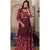 Multi Color Chinon Silk Embroidery Work Party Wear Plus Size Anarkali Suit - 11729202791