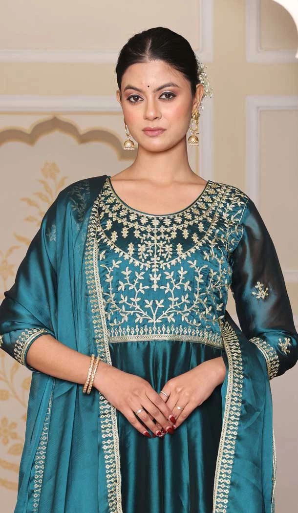 Rama Rangoli Silk Embroidery Work Party Wear Anarkali Suit - 11729202793