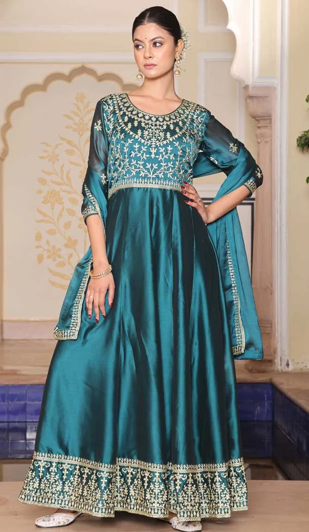 Rama Rangoli Silk Embroidery Work Party Wear Anarkali Suit - 11729202793
