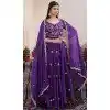 Purple Rangoli Silk Embroidery Work Party Wear Plus Size Anarkali Suit - 11729202794
