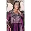 Rangoli Silk Embroidery Work Party Wear Plus Size Anarkali Suit In Wine - 11729202795