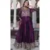 Rangoli Silk Embroidery Work Party Wear Plus Size Anarkali Suit In Wine - 11729202795