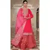 Rani Pink Rangoli Silk Embroidery Work Party Wear Plus Size Anarkali Suit - 11729202796