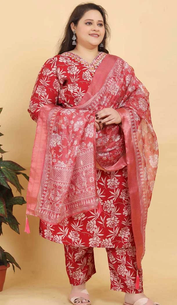 Maroon Lichi Viscose Printed Casual Wear Salwar Suit - 11663202396