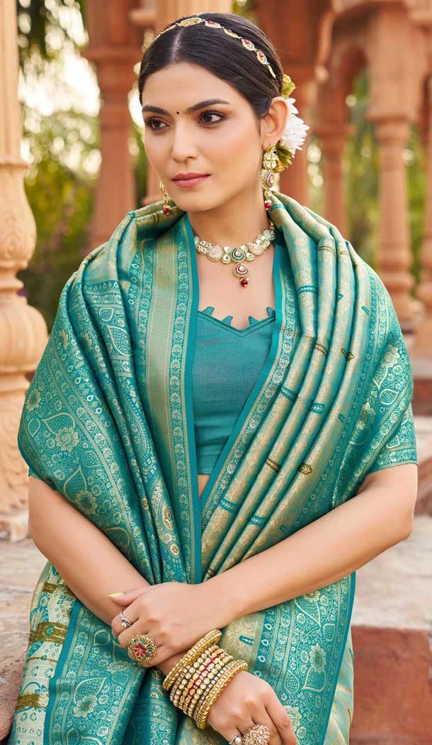 Banarasi Silk Weaving Work Traditional Wear Saree In Sky Blue - 11721202747