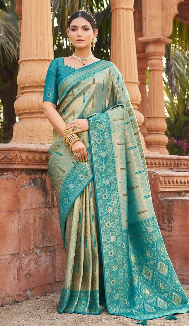 Banarasi Silk Weaving Work Traditional Wear Saree In Sky Blue - 11721202747