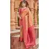 Banarasi Silk Weaving Work Traditional Wear Plus Size Saree In Peach - 11721202748